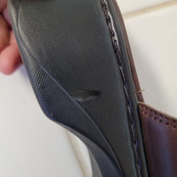 Clarks Brown Leather Slip Ons - Picture 9 of 9